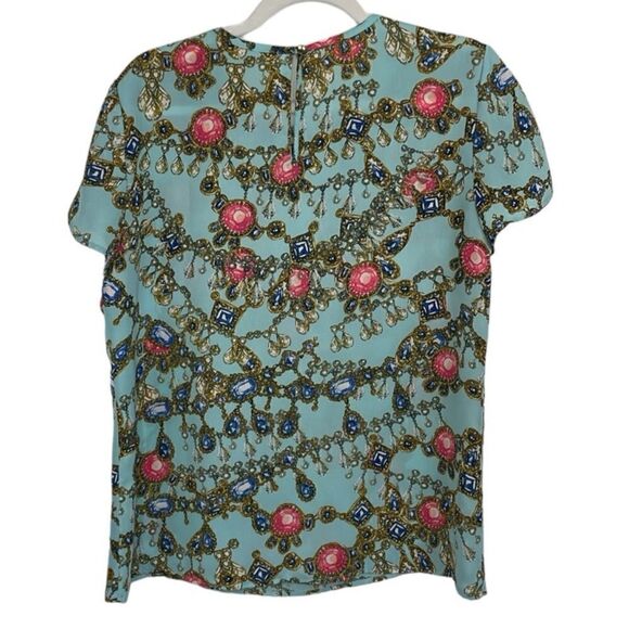 Banana Republic Multicolored Jewel Print Short Sleeve size Medium - Picture 3 of 11